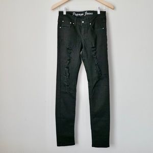 Black Distressed Skinny Jean, size 26